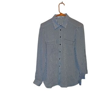 Valentina Black and White Striped Button Down Shirt